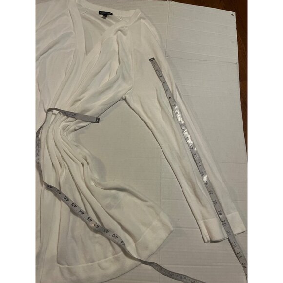 Eileen Fisher women’s XL Open Front long semi-sheer lightweight White Cardigan - Picture 9 of 9